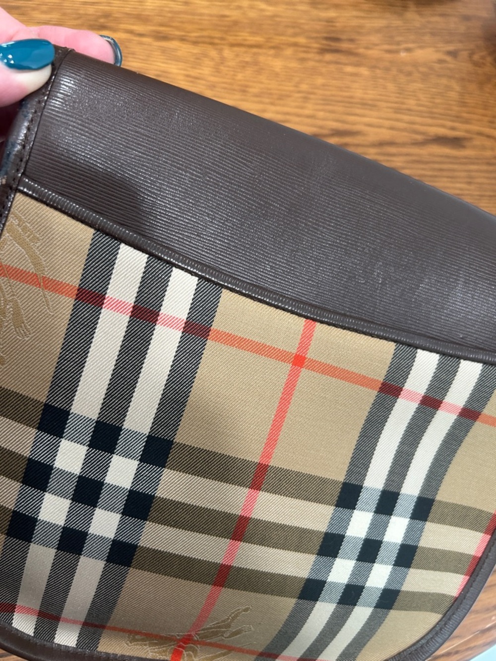 Burberrys Brown Leather and Nova Check Crossbody Bag - Picture 14 of 16